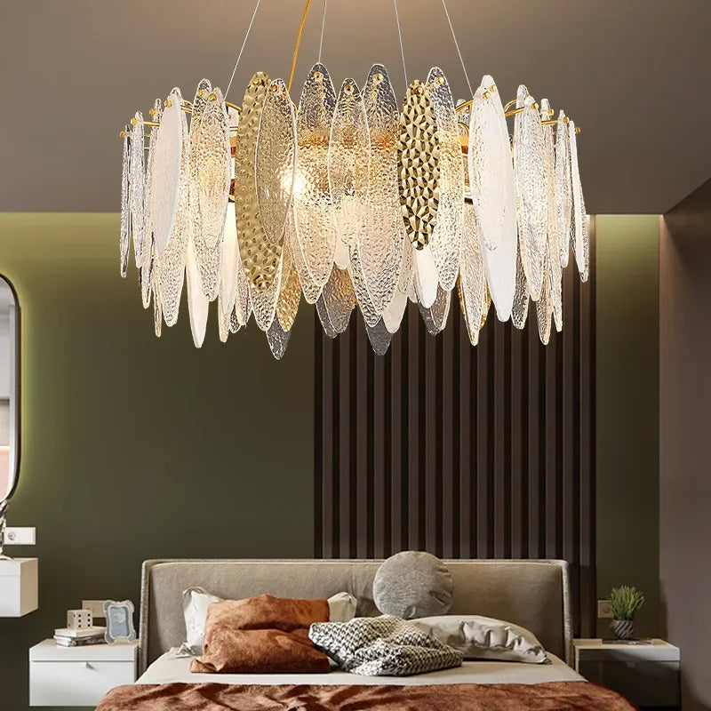 DecorBites™ Gold Metal Chain LED Pendant Lights for Modern Luxury Living Room