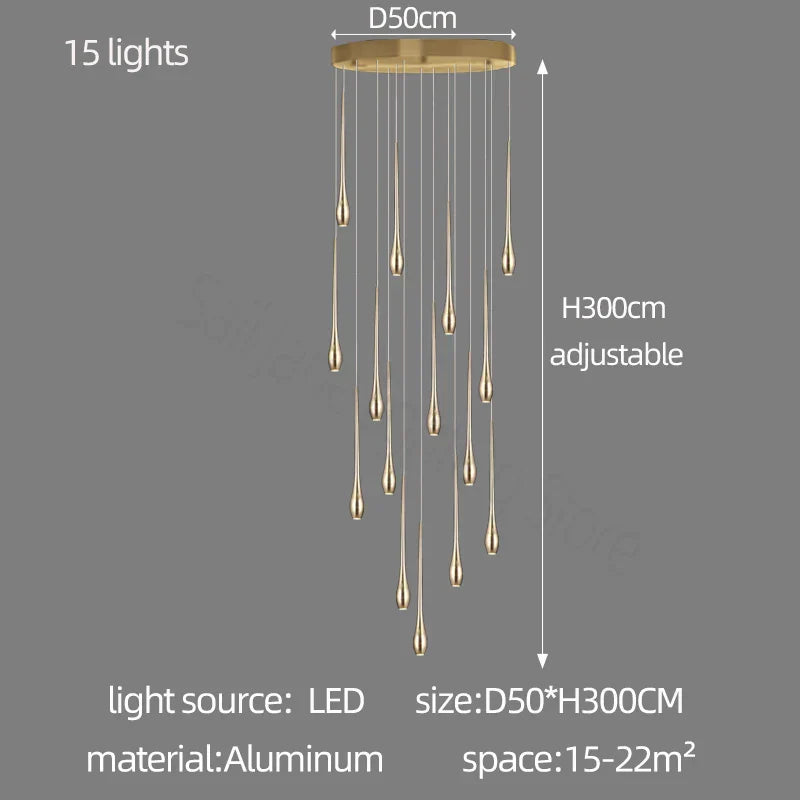 DecorBites™ Gold-Plated LED Chandelier for Luxury Living Room and Restaurant