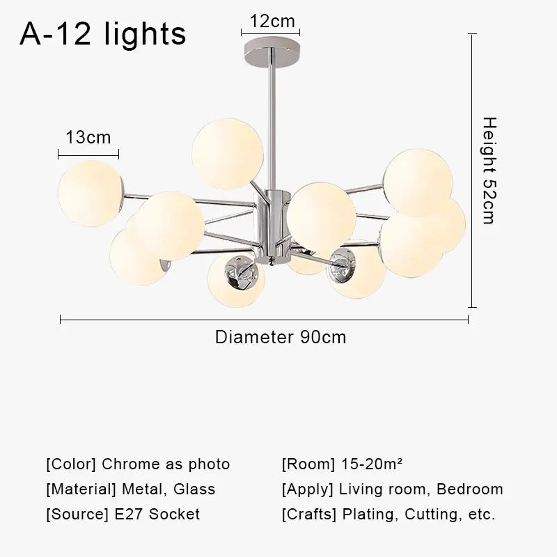 DecorBites™ Glass Ball LED Ceiling Chandelier for Modern Living Room and Bedroom