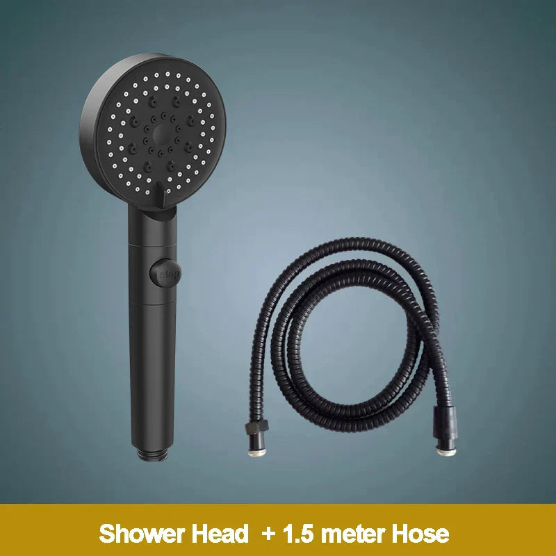 DecorBites™ 5-Function Shower Head with Stop Button, 10cm Panel, Silicone Gel Holes