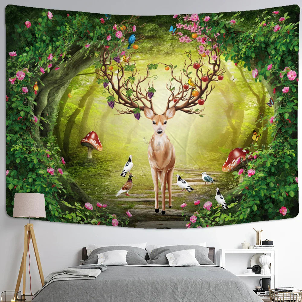 DecorBites™ Elk Tapestry Wall Hanging Mystical Starry Sky Home Decor