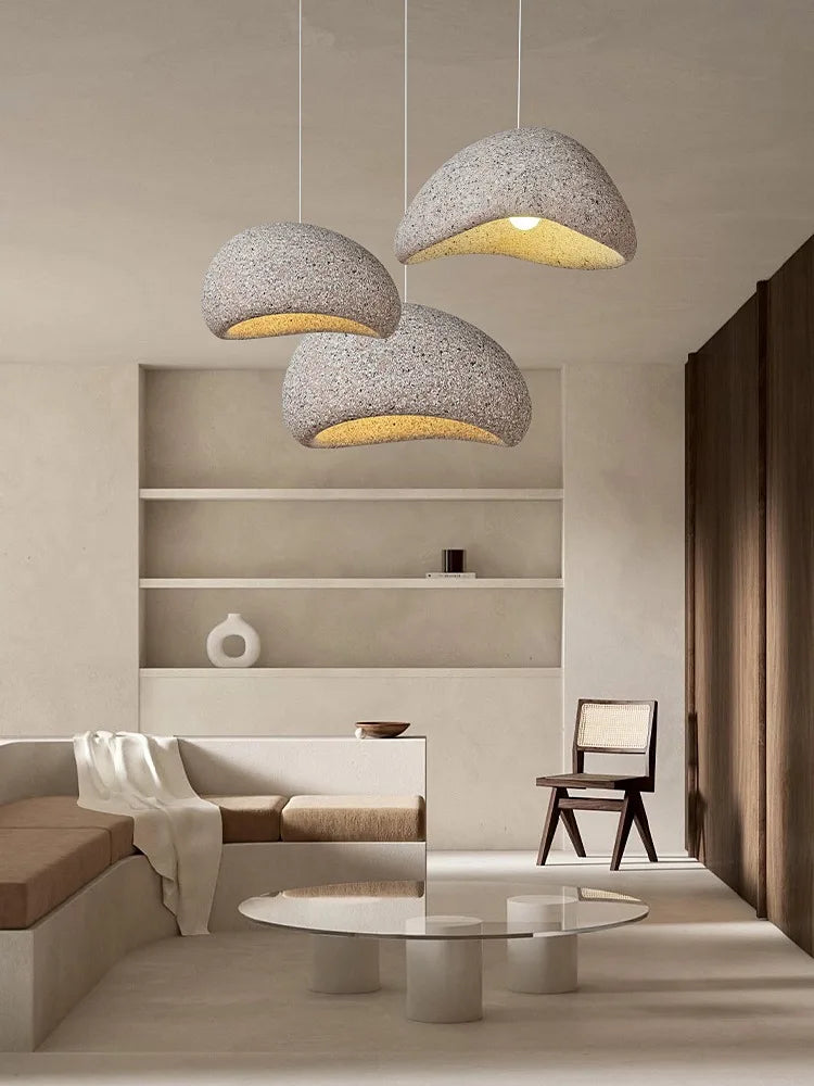 DecorBites™ مصباح معلق ليد ياباني بتصميم وابي سابي، ثريا حديثة بسيطة لغرفة المعيشة وغرفة النوم