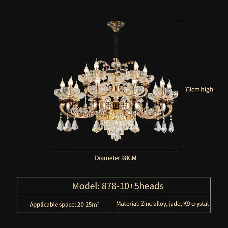 DecorBites™ Crystal Candle Chandelier for Home Living Room Dining Bedroom