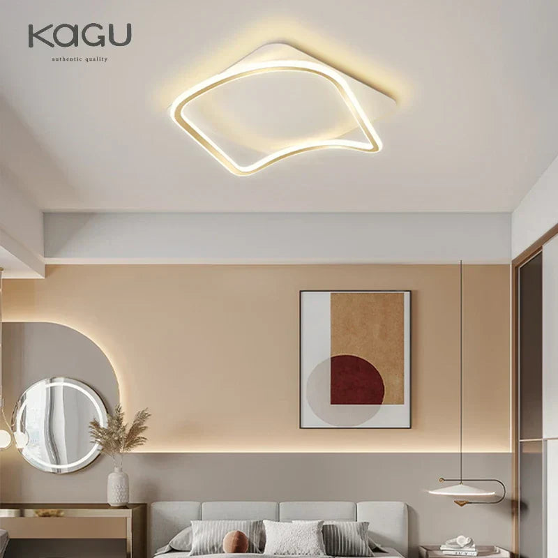 DecorBites™ Golden LED Ceiling Chandelier: Modern Simplicity for Living, Dining, and Bedrooms