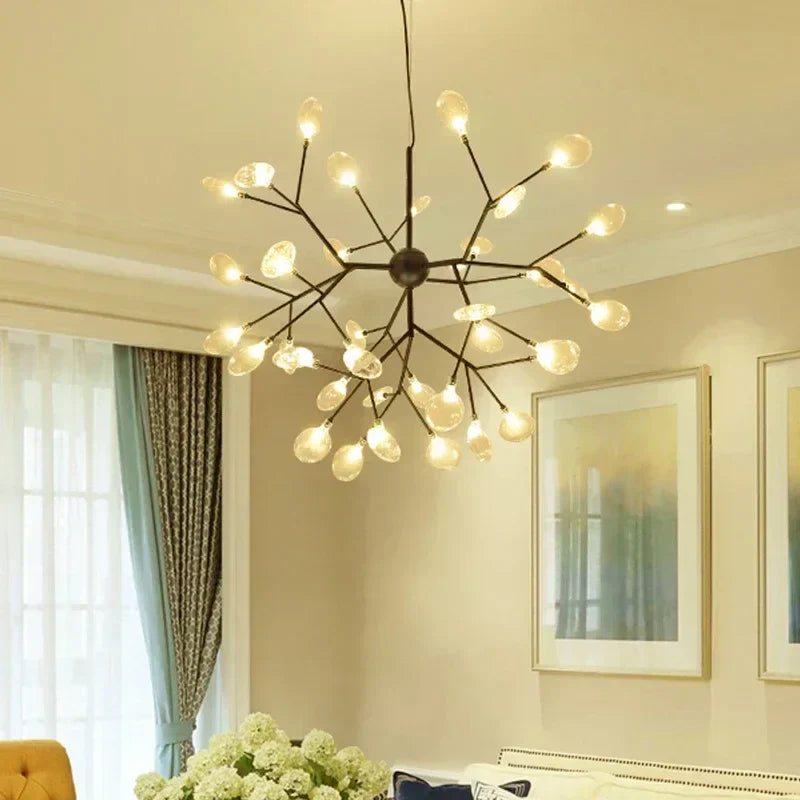DecorBites™ Heracleum Firefly Glass Round Ball Chandelier - Luxury Staircase Dining Room Lighting