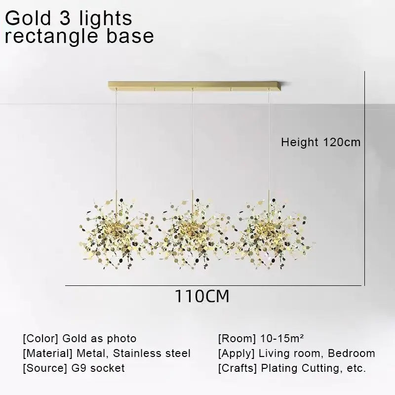 مصباح السقف المعلق الذهبي بتقنية LED من DecorBites™ لديكور المنزل والمعيشة العصرية