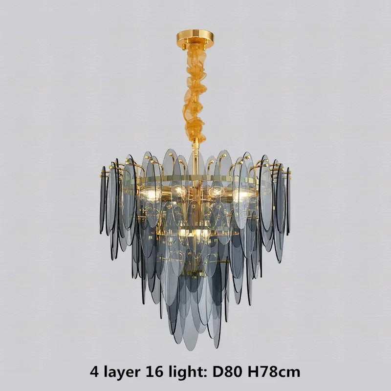 DecorBites™ Gold Metal Chain LED Pendant Lights for Modern Luxury Living Room