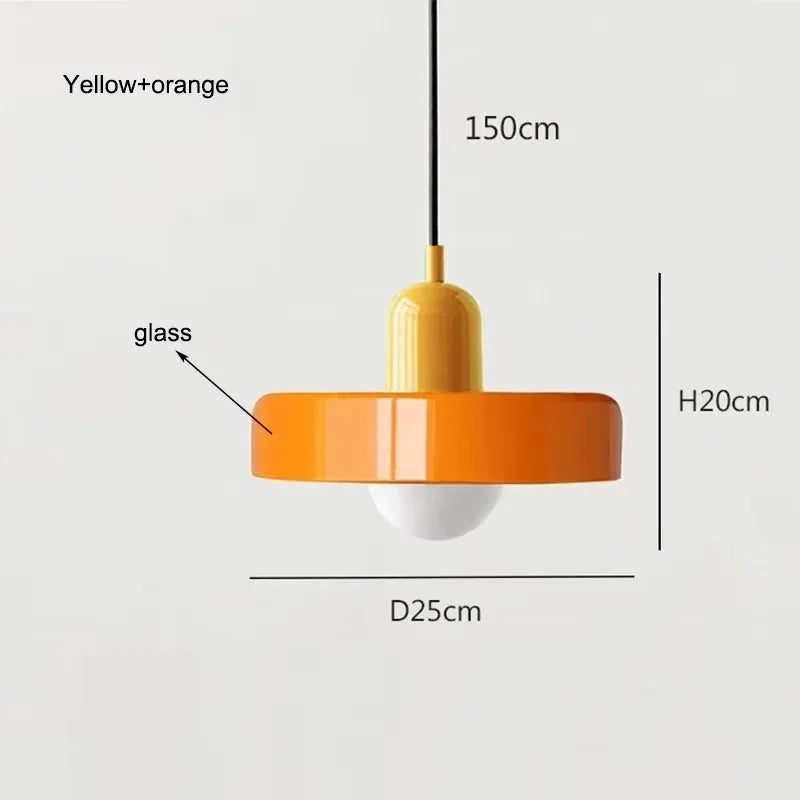 Nordic Vintage Orange Glass Pendant Light