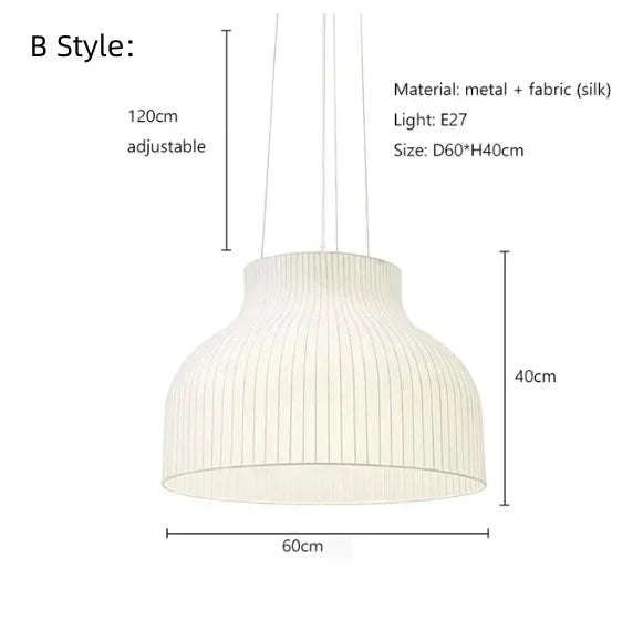 مصابيح قلادة LED حريرية بتصميم ياباني نورديك من DecorBites™ لغرفة المعيشة والمطاعم