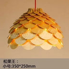 Nordic Oak Pinecone Wood Pendant Light