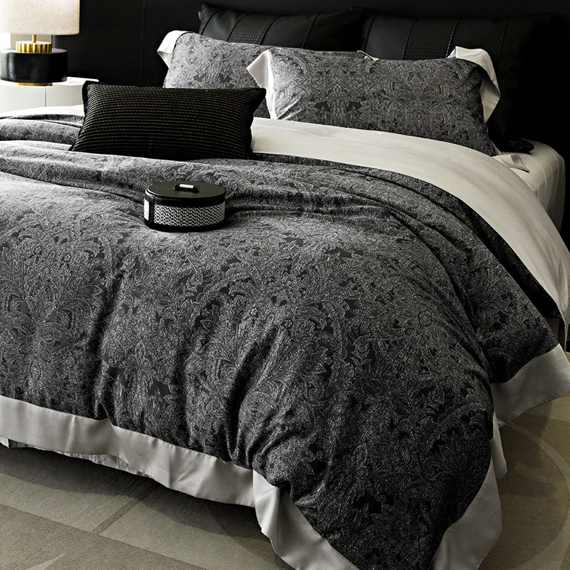 DecorBites™ Flowers Plant Print Bedding Set: Luxe Lyocell Cotton Soft Silky Cool Duvet Cover Set