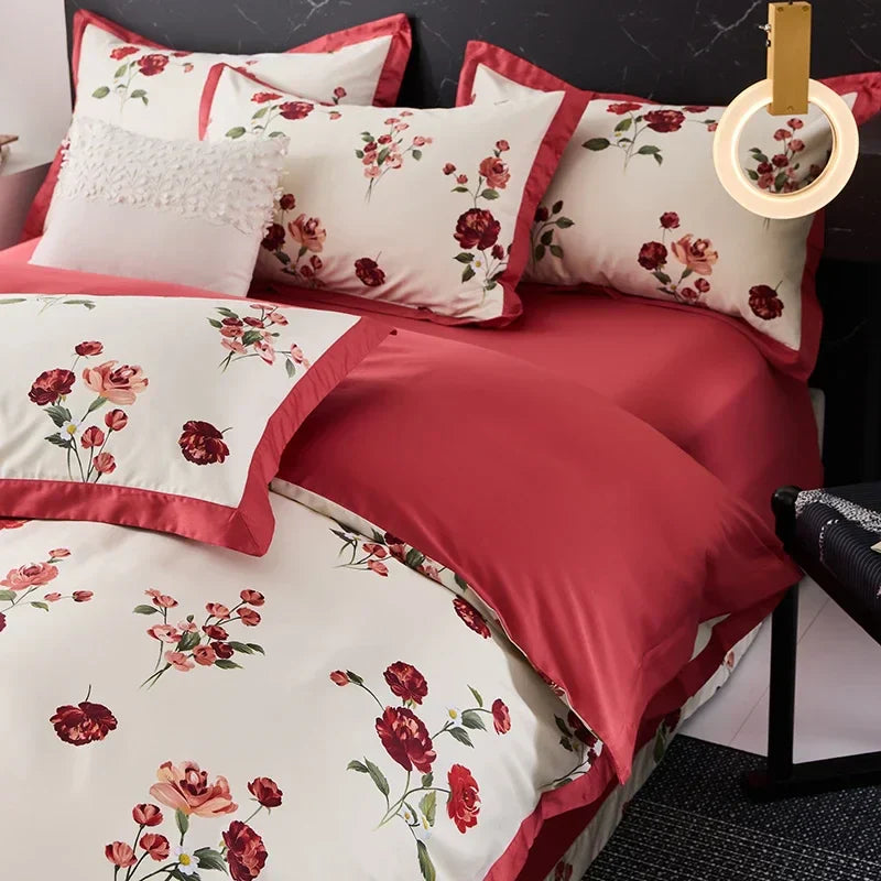طقم مفروشات أسرة من القطن المصري™ ماركة DecorBites مقاس كوين وكينج ومزدوج، مطبوع
