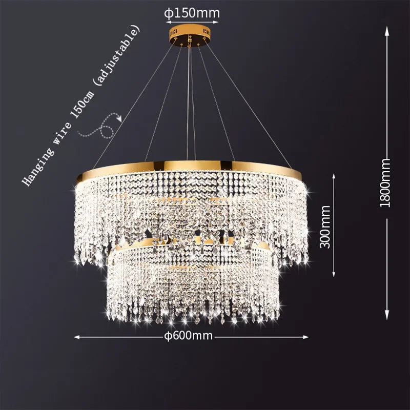 DecorBites™ Crystal Chandelier: Modern Nordic LED Pendant Lighting Fixture for Luxe Home Decor