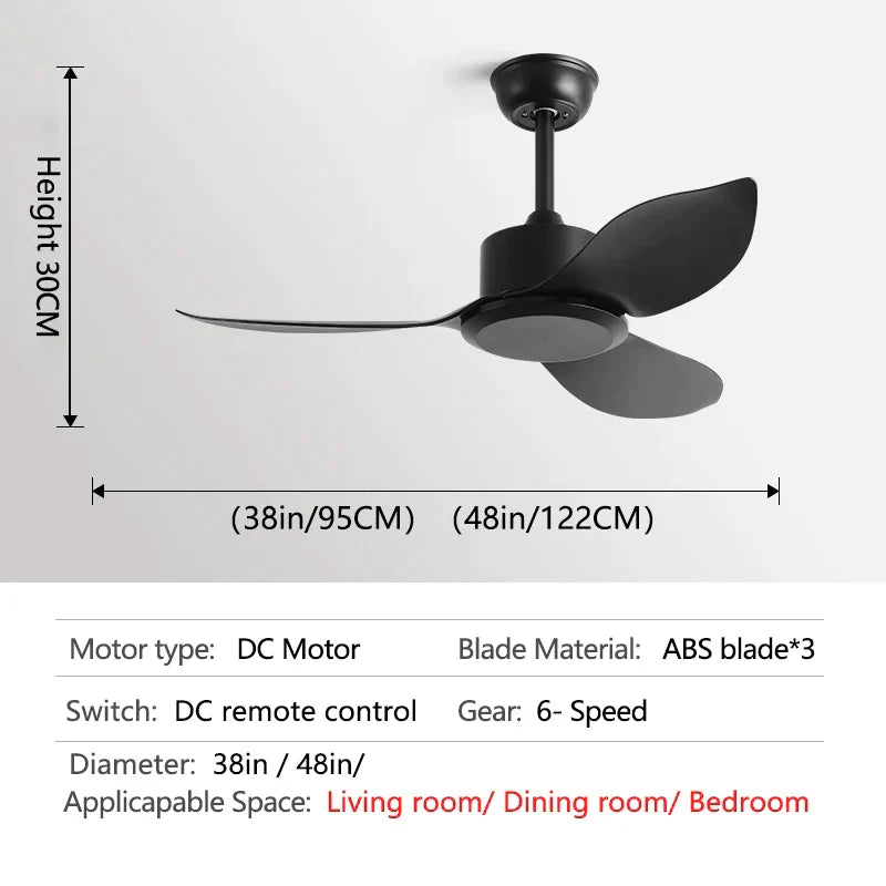 DecorBites™ 48" DC Remote Control Ceiling Fan Plastic Blade Bedroom Indoor Industry 220V