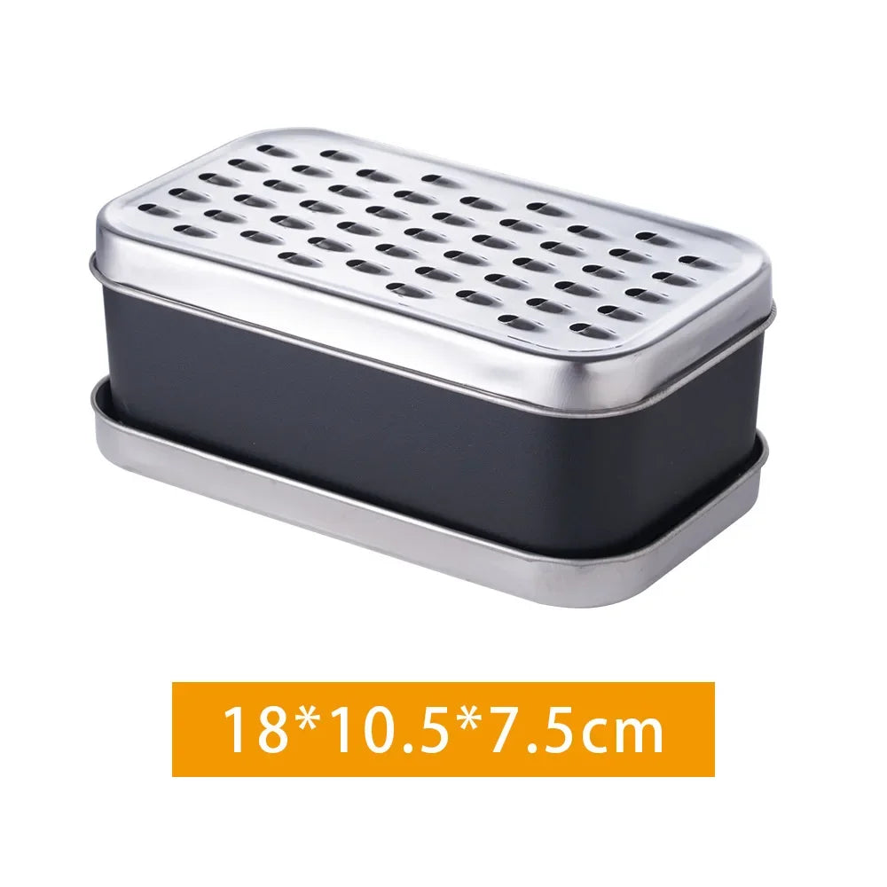 DecorBites™ Double-Sided Cheese Grater & Shredder with Container Lid - Stainless Steel Kitchen Tool