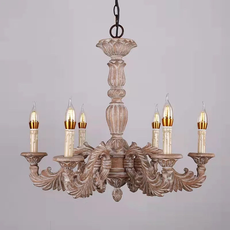 DecorBites™ Country French Solid Wood Chandelier for Bedroom, Dining Room, Living Room, and Study