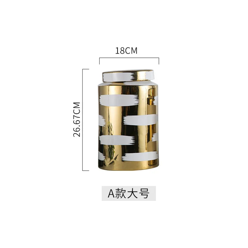DecorBites™ Golden Ceramic General's Jar for Home Decor & Storage