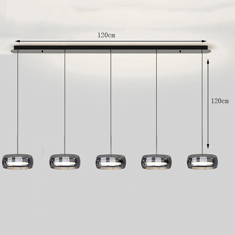 Modern Glass Ring Pendant Light in Iron