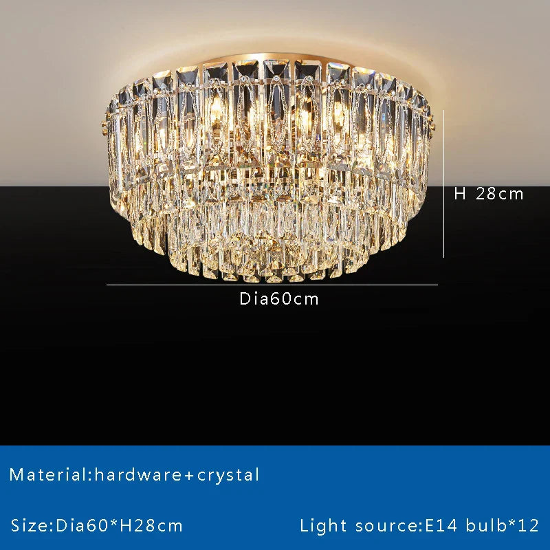 DecorBites™ Crystal Round Ceiling Lamp - Nordic Luxury Home Decor Luxe Chandelier