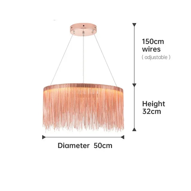 DecorBites™ Gold Chain Chandelier with Remote Control - Modern LED Pendant Light for Home Décor