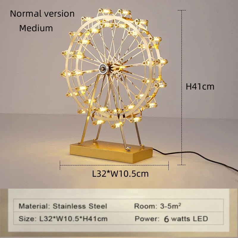 مصباح الطاولة الدولاب الدائري LED من DecorBites™ لديكور غرفة النوم، إضاءة ليلية من الفولاذ المقاوم للصدأ