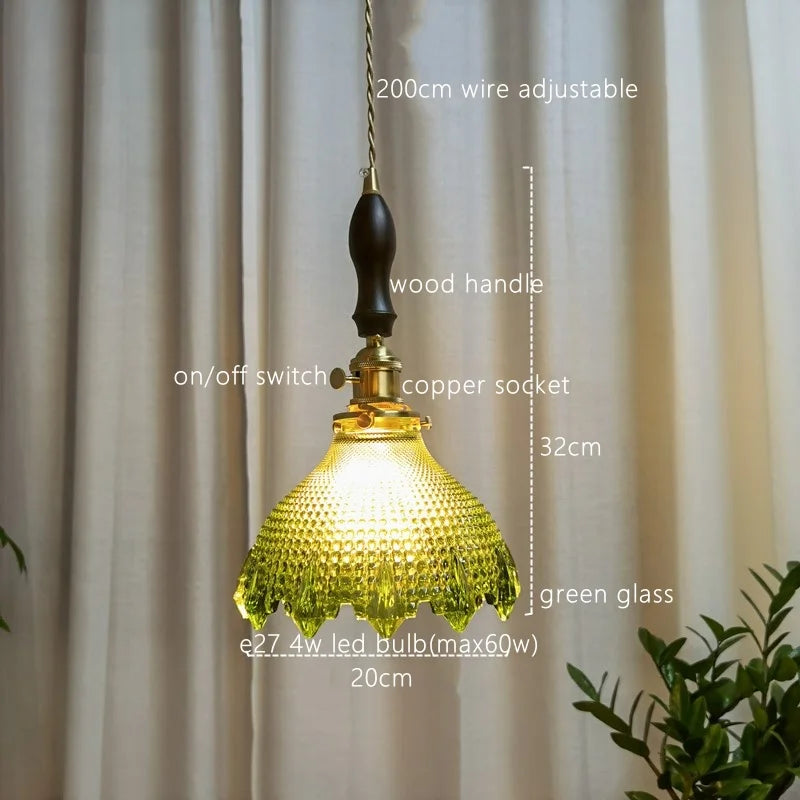 ثريا معلقة ليد زجاجية خضراء على الطراز الياباني من DecorBites™ لديكور المنزل