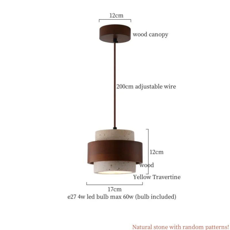 DecorBites™ LED Yellow Travertine Pendant Light Hanglampen for Kitchen Cafe Living Room