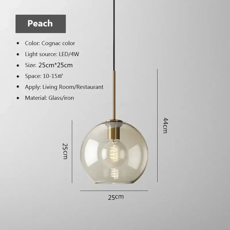 Nordic LED Glass Chandelier Single Multi Head Dining Room Pendant Light Living Room Bedroom Cafe Stairway Home Decoration Lustre