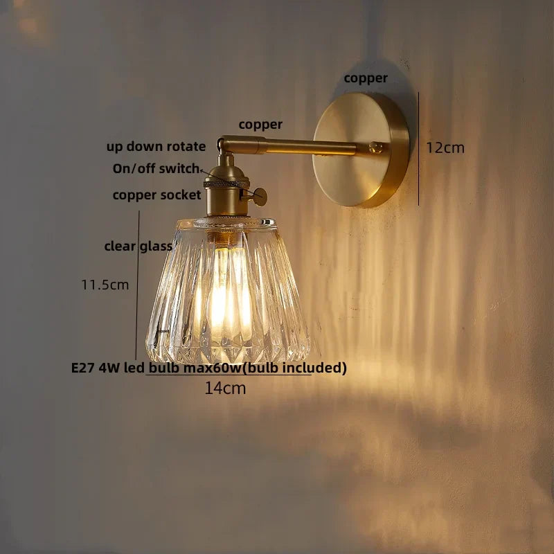 DecorBites™ Clear Glass Copper Knob LED Wall Lights | Modern Nordic Design