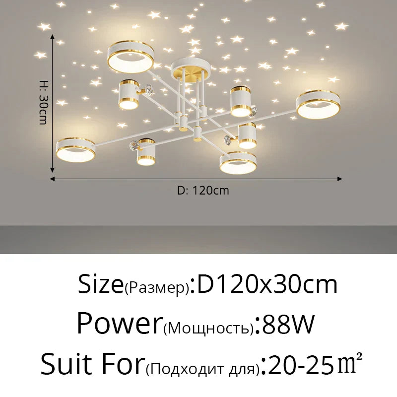 DecorBites™ ثريا LED: مصباح سقف ذكي حديث بجهاز تحكم عن بعد لغرفة المعيشة وغرفة النوم وغرفة الطعام والمطبخ