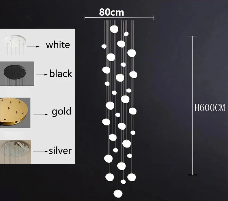 Modern Brushed Stainless Acrylic Multi-Head Pendant Light