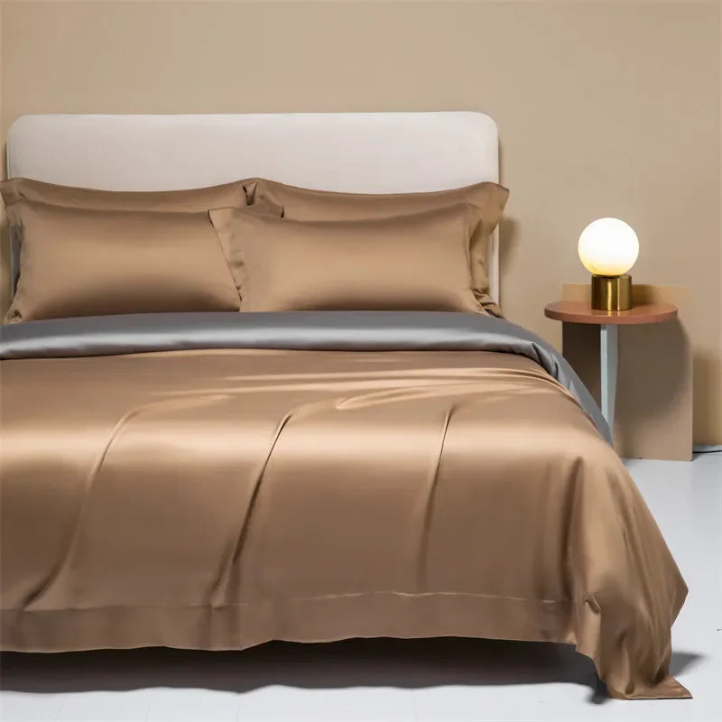 DecorBites™ طقم مفروشات من القماش الطبيعي 120S، ملاءة صيفية مبرّدة ملائمة للبشرة، مفروشات لطيفة على الجلد