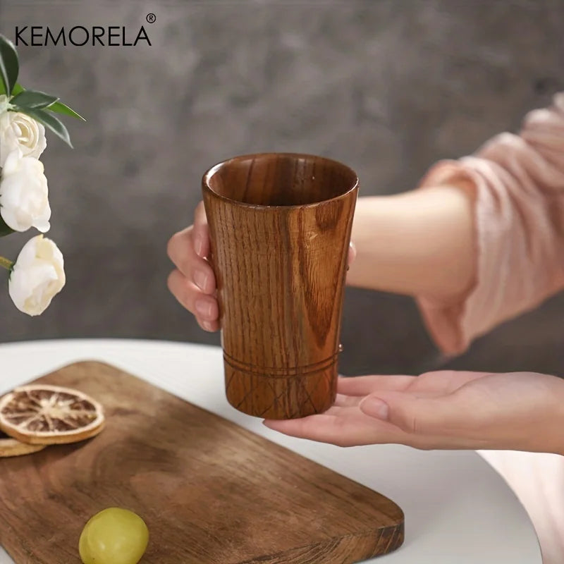 DecorBites™ Handmade Natural Wooden Tea Cups - Set of 2 | Japan Style Cups for Tea, Coffee, Beer, Milk, Water