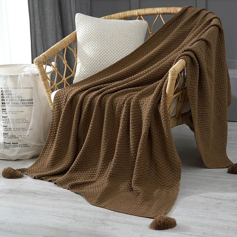 بطانية الأريكة منسوجة مع شرابات خيوط من DecorBites™