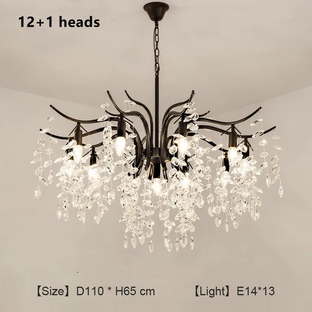 DecorBites™ Crystal Branch Chandelier: Modern Minimalist Luxury Lighting for Living Room and Bedroom