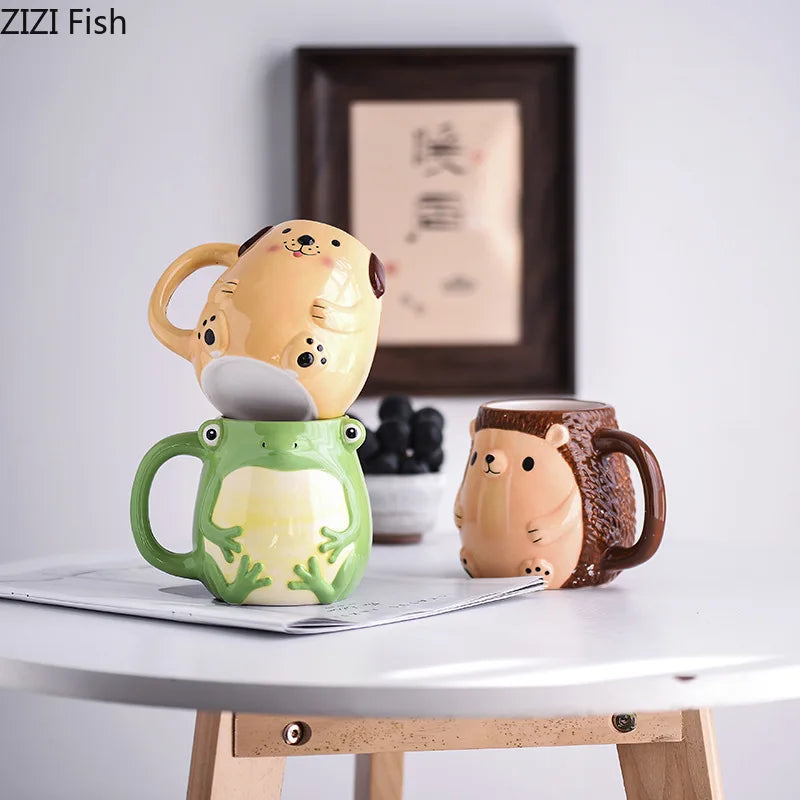 DecorBites™ كوب سيراميك بتصميم حيوانات كرتونية لطيفة للأطفال كوب إفطار هدية الكريسماس