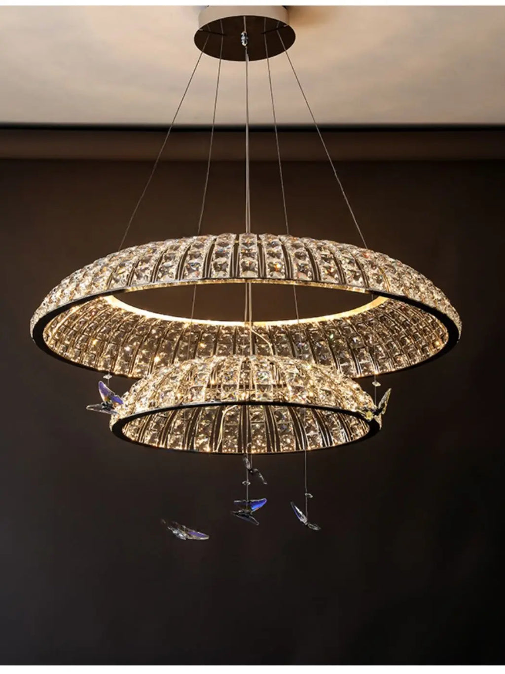 DecorBites™ Crystal Butterfly Pendant Light: Italian Postmodern Luxury Lamp for Villa Duplex Building