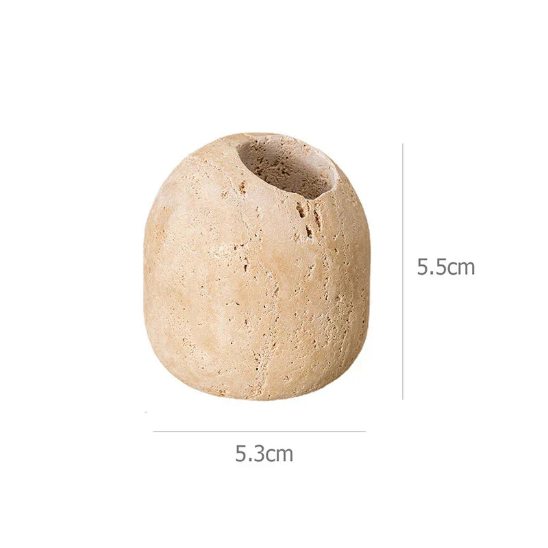 DecorBites™ Beige Travertine Marble Mubkhar Bakhoor Incense Holder Oud Burner