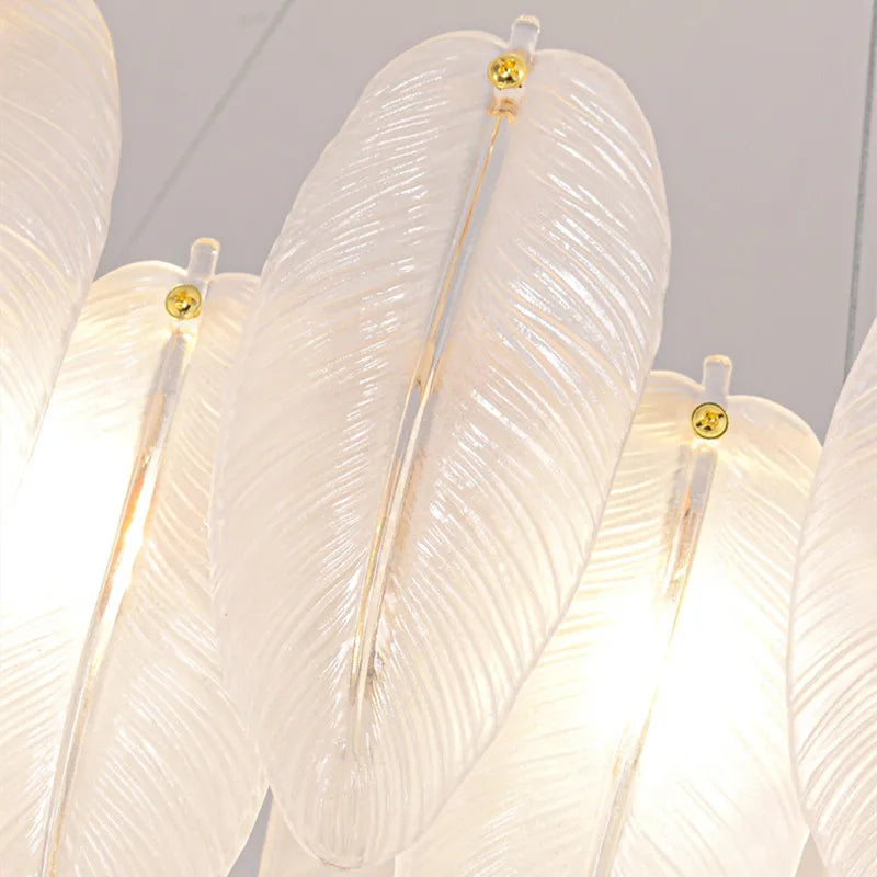 Feather Glass Gold Pendant Light