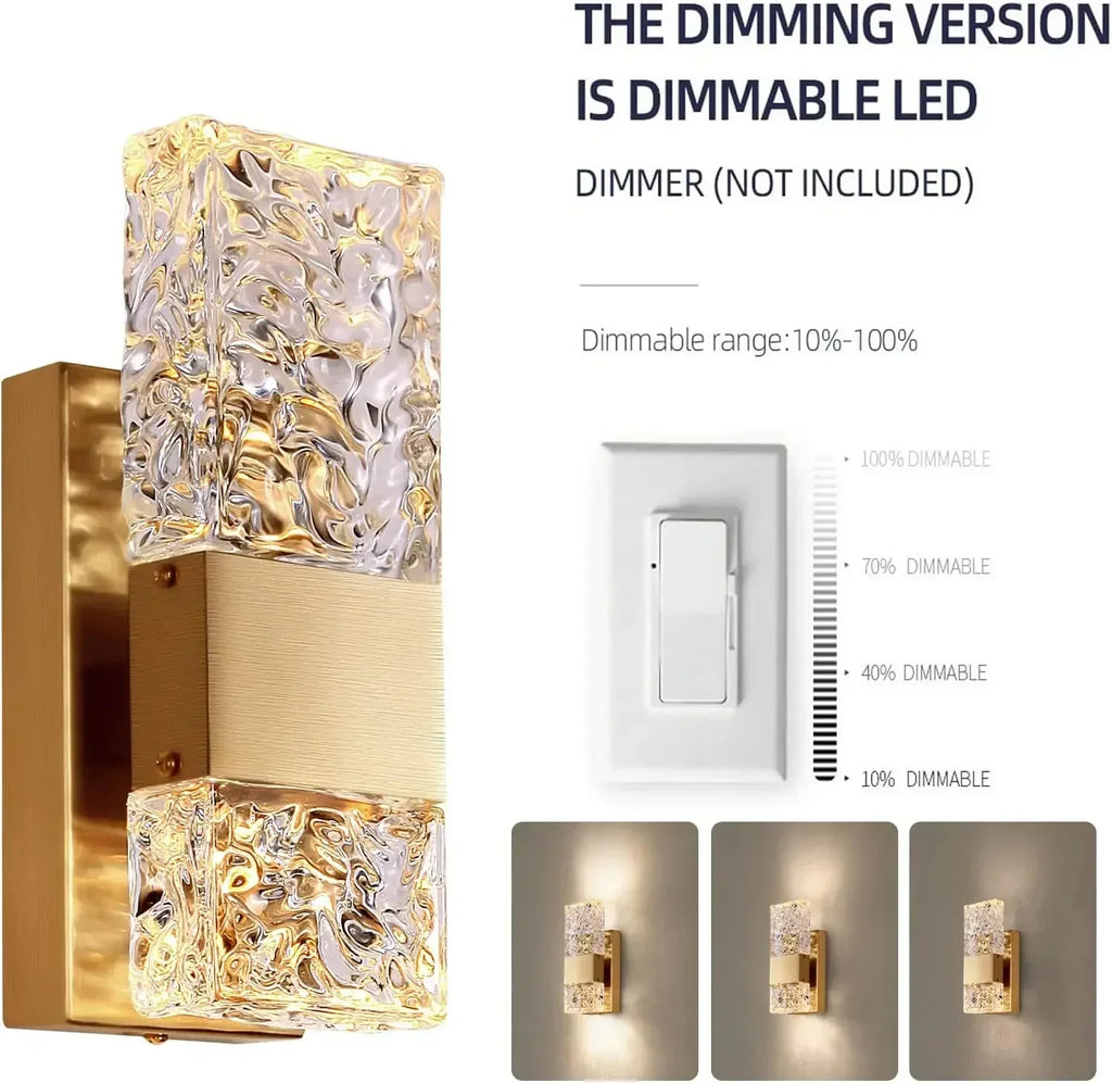 DecorBites™ Crystal LED Wall Light Remote Control Dimmable 3000K 6000K for Bedroom Hallway