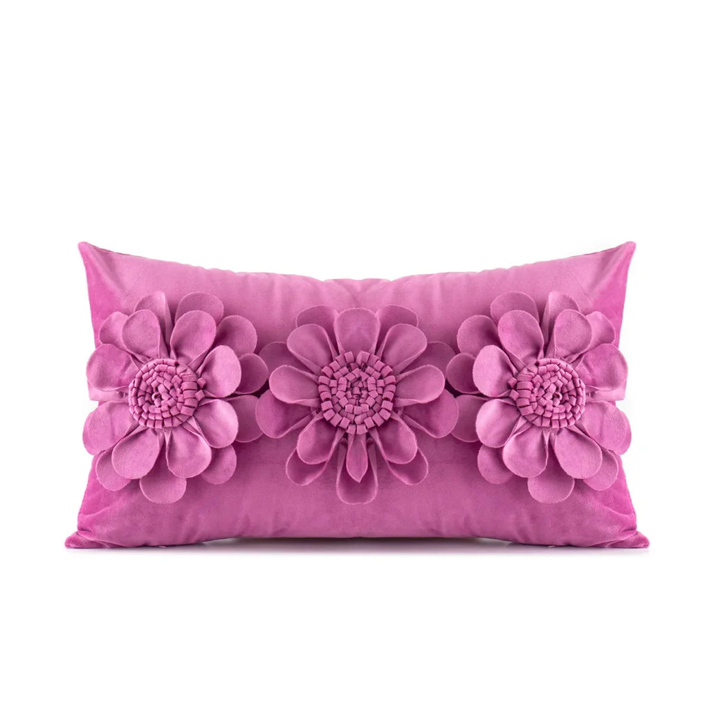 DecorBites™ 3D Velvet Flower Pillow Covers in Yellow Beige 45x45cm
