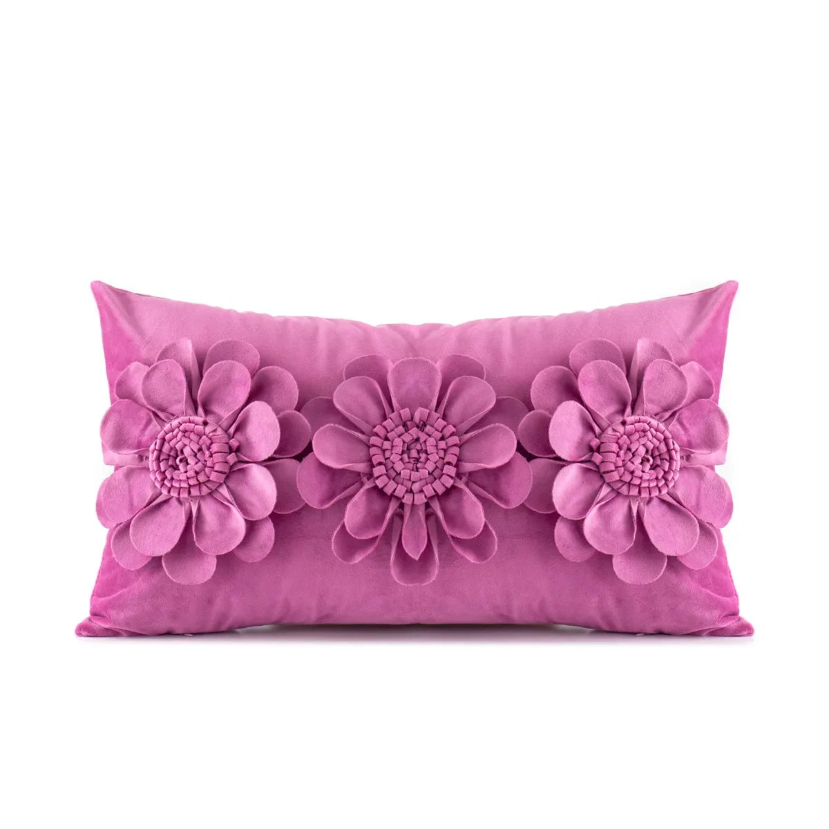 DecorBites™ 3D Velvet Flower Pillow Covers in Yellow Beige 45x45cm