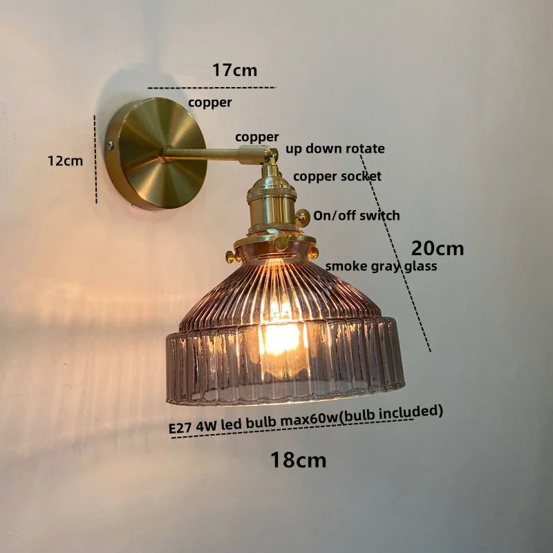 DecorBites™ Clear Glass Copper Socket LED Wall Lamp with Pull Chain Switch