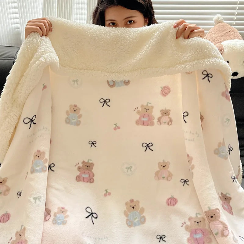 DecorBites™ Cozy Fleece Blanket | Multi-Use Office & Home Shawl | Soft & Warm Blanket
