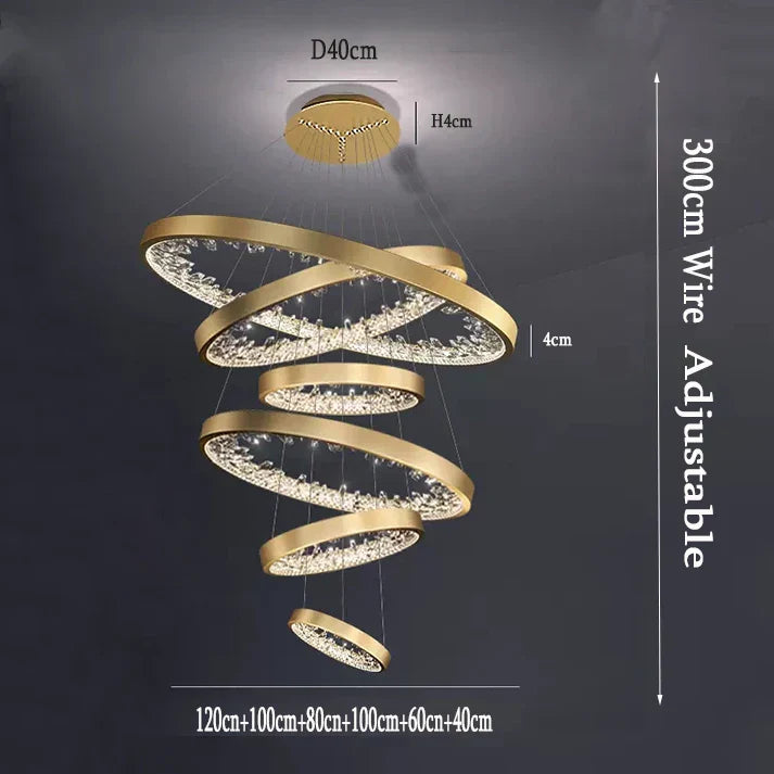DecorBites™ Crystal Led Chandelier: Modern Luxury K9 Ring Dimmable Circle Hanging Lamp - Bedroom Living Dining Room Lighting