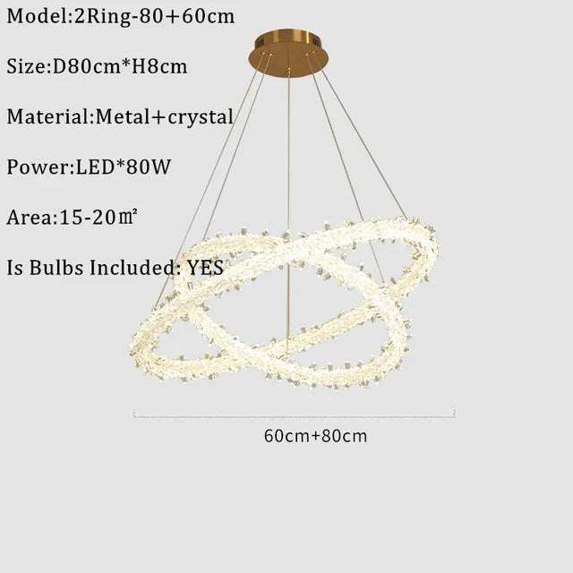DecorBites™ Lustre rond en cristal K9 : Suspension LED moderne pour la maison, le salon, la chambre, le hall d'entrée