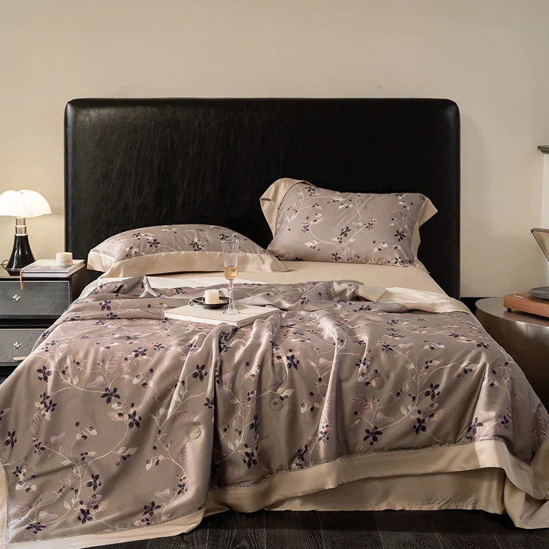 DecorBites™ Eucalyptus Fiber Flowers Summer Quilt Set: Silky, Cool Comfort for Bedtime Bliss