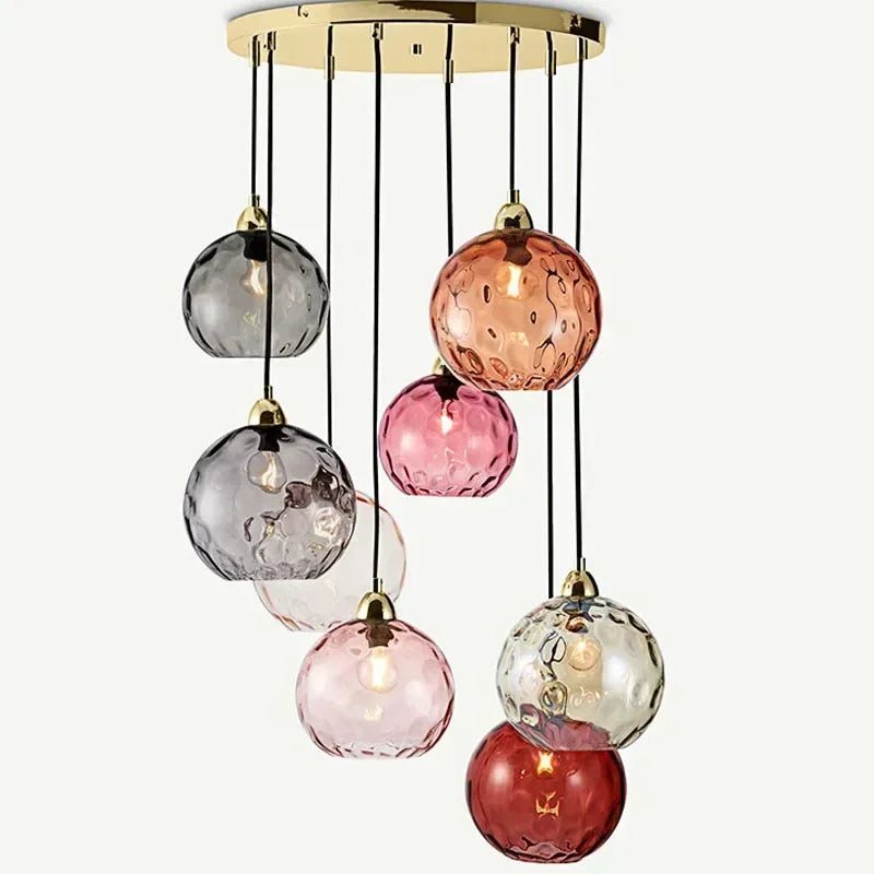 Modern Colorful Glass Pendant Light in Polished Chrome
