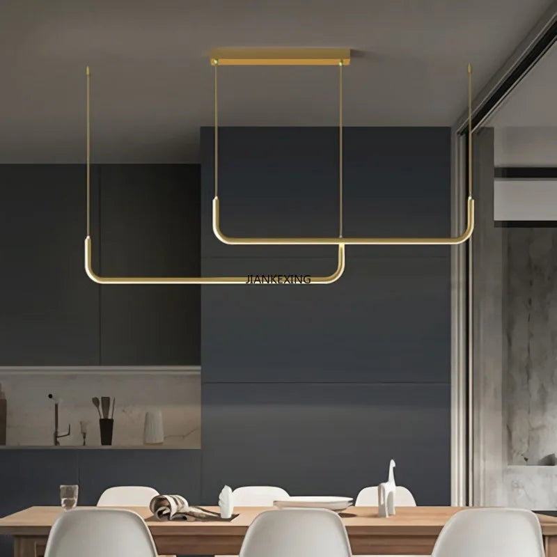 ثريا DecorBites™ LED: إضاءة عصرية ذهبية وسوداء قابلة للتعتيم لغرفة الطعام وطاولة المطبخ