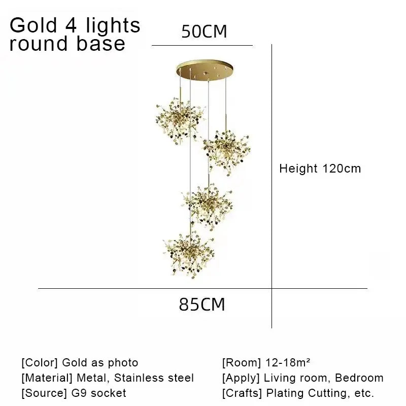 مصباح السقف المعلق الذهبي بتقنية LED من DecorBites™ لديكور المنزل والمعيشة العصرية